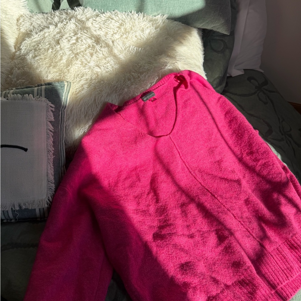 Vince Camuto Vibrant Pink V-Neck Sweater